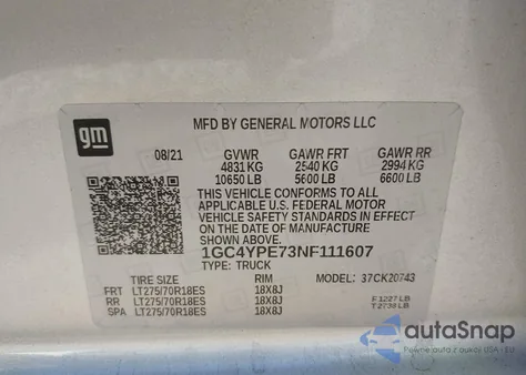 2022 Chevrolet Silverado 4Wd Standard Bed Ltz из США, поврежденный, VIN 1GC4YPE73NF111607